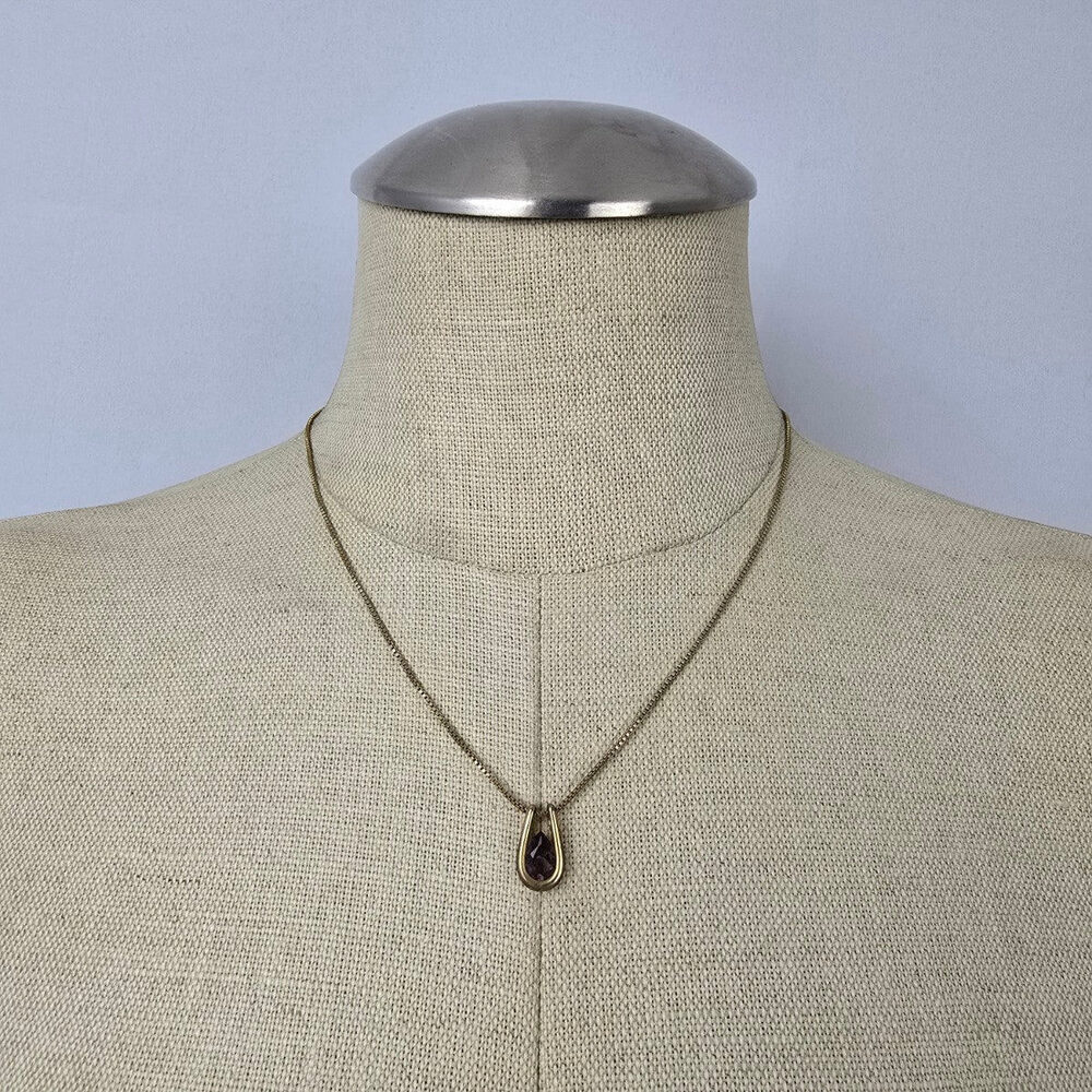 Vintage Avon Gold Tone Purple Faceted Stone Delicate Necklace & Earrings